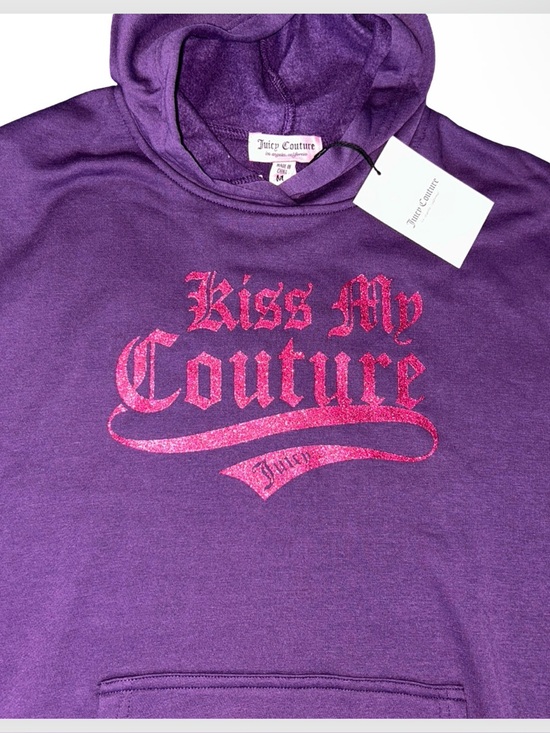 Juicy Couture Tops - JUICY COUTURE GLITTER KISS MY COUTURE SHADOW PURPLE FLEECE HOODIE NWT